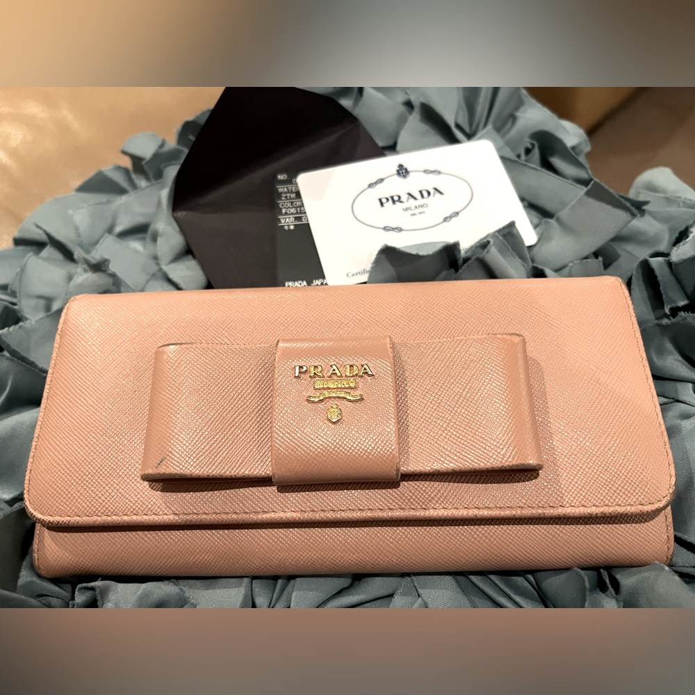 Prada Saffiano Leather Bow Wallet